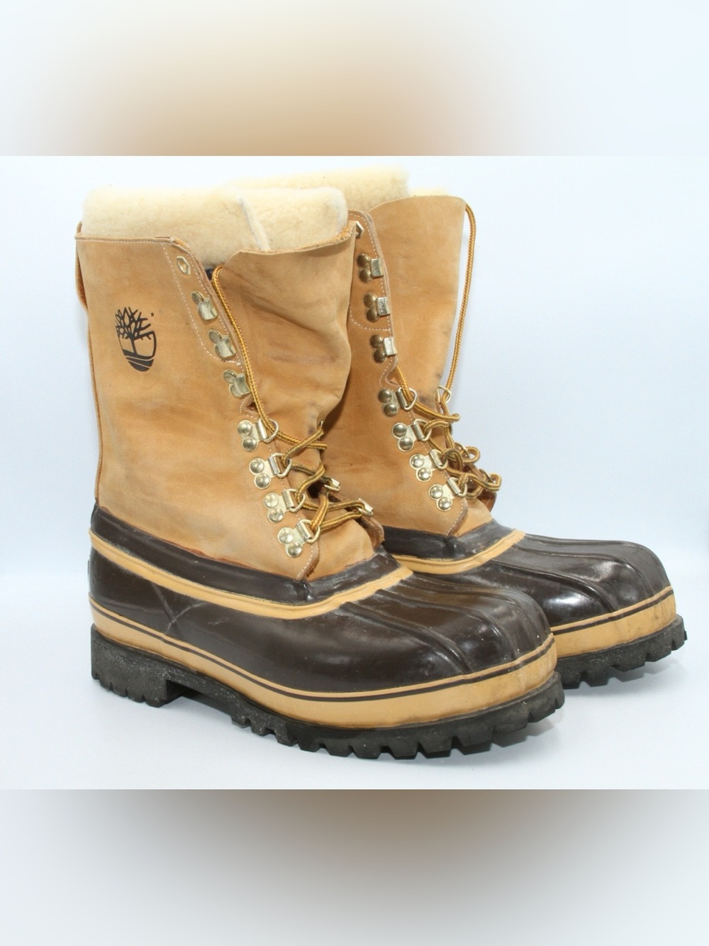 Vintage 1990s Wool Insulated Snow Duck Boots Leather